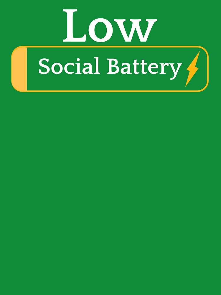 Low Social Battery Funny Introvert Shirt with Battery Icon Minimal Design by NeonGrain