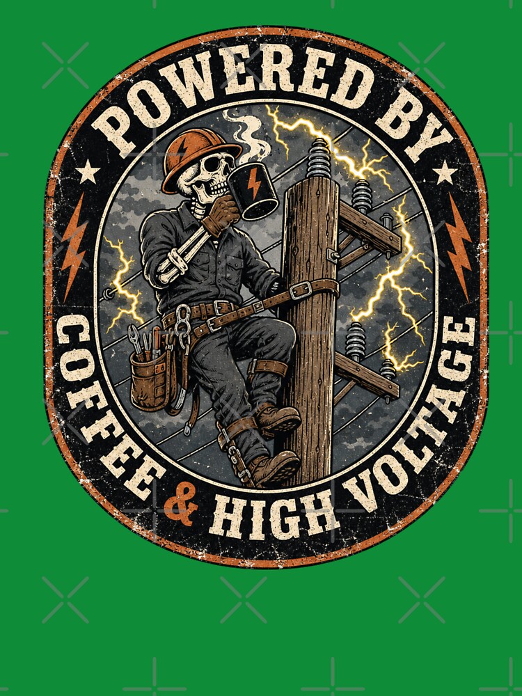 Powered By Coffee And High Voltage Lineman Funny Burnout Meme by BestCoolStuff