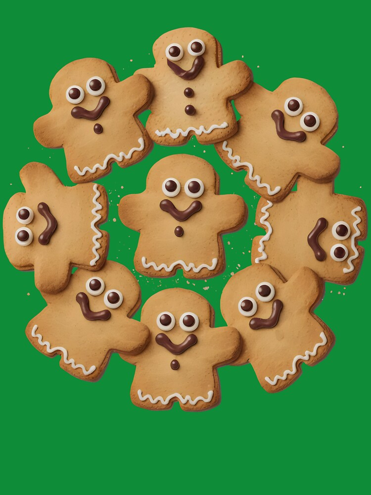 Holiday Gingerbread Wreath – Festive Christmas Baking Design - gingerbread cookies, christmas snow by Pastel-Pulse