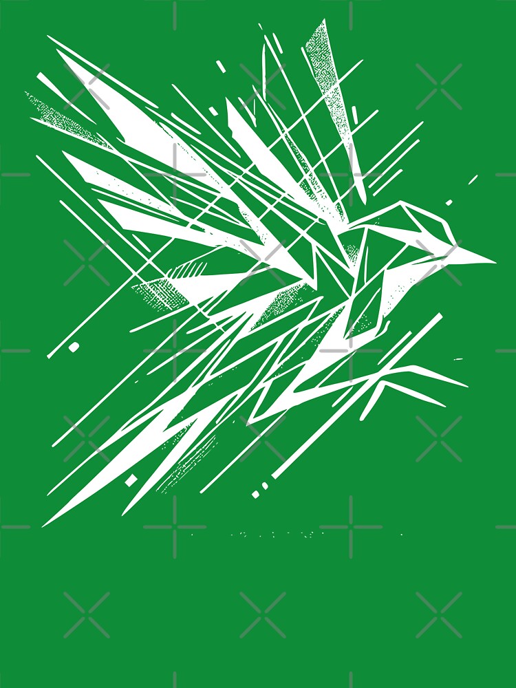 Flying Swift Bird, Abstract Geometric Shape Feathers, White Bird by PrimitiveTees Unisex