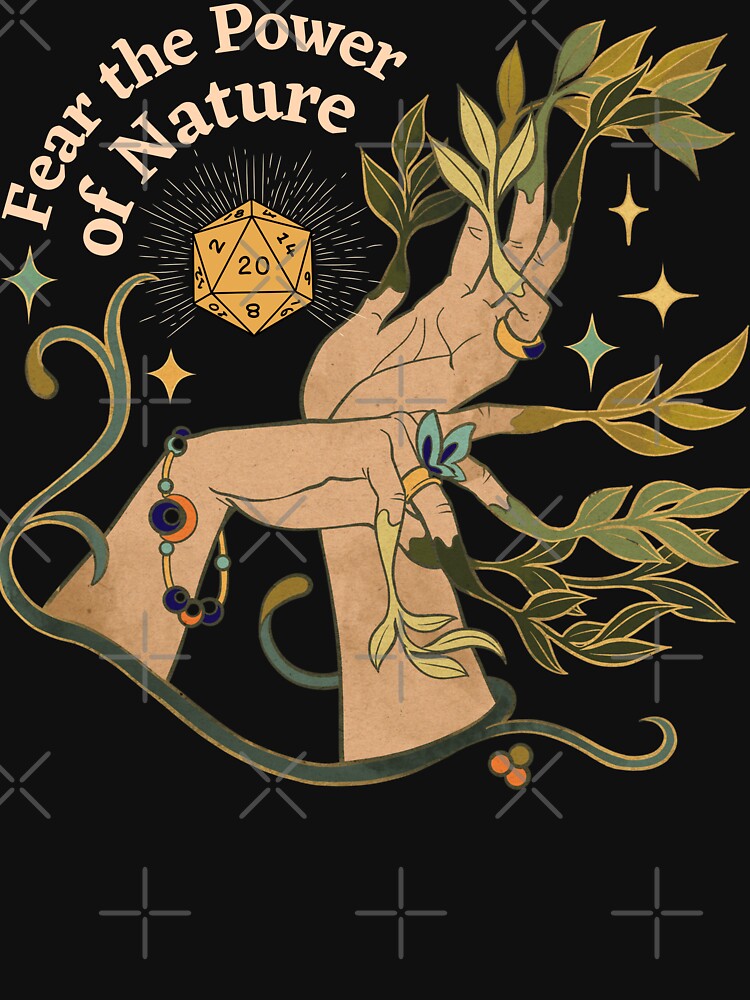 NATURE DRUID, Dnd Dice, Botanical Hands and stars: Fear the Power of Nature by DungeonAtelier