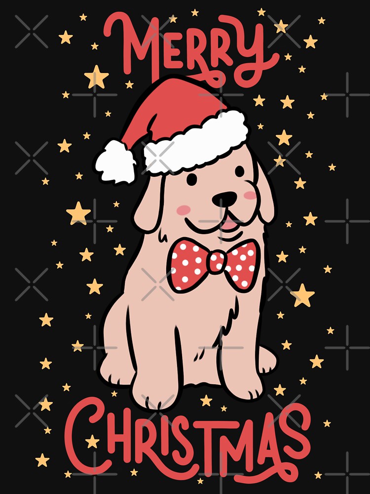 Merry Christmas Cute christmas labrador retriever dog illustration by Yarafantasyart
