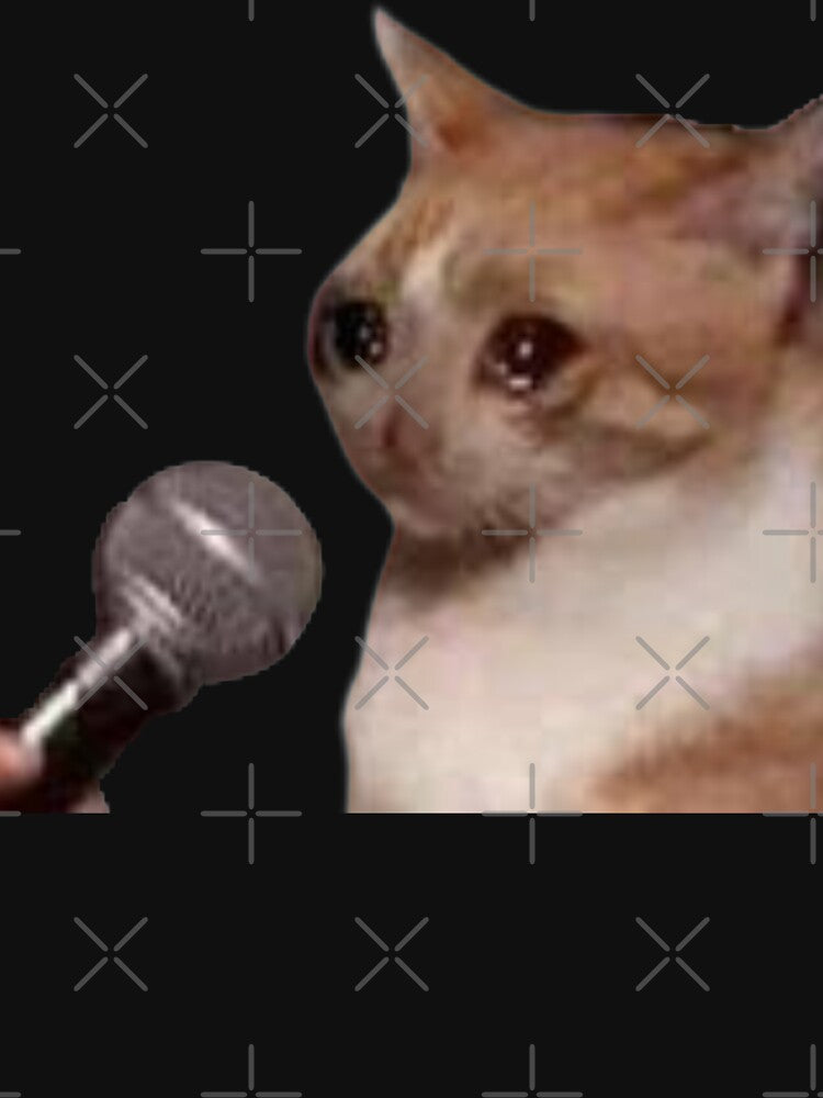 Crying Cat Microphone Meme (Black) - Crying Cat Meme Crying Cat Microphone Meme, Cat Meme, Crying Cat , Crying Cat Speech by CaptianCringe