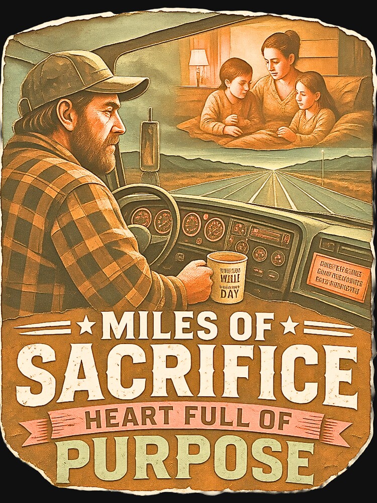 Truck Driver Miles of Sacrifice by Haque Designs
