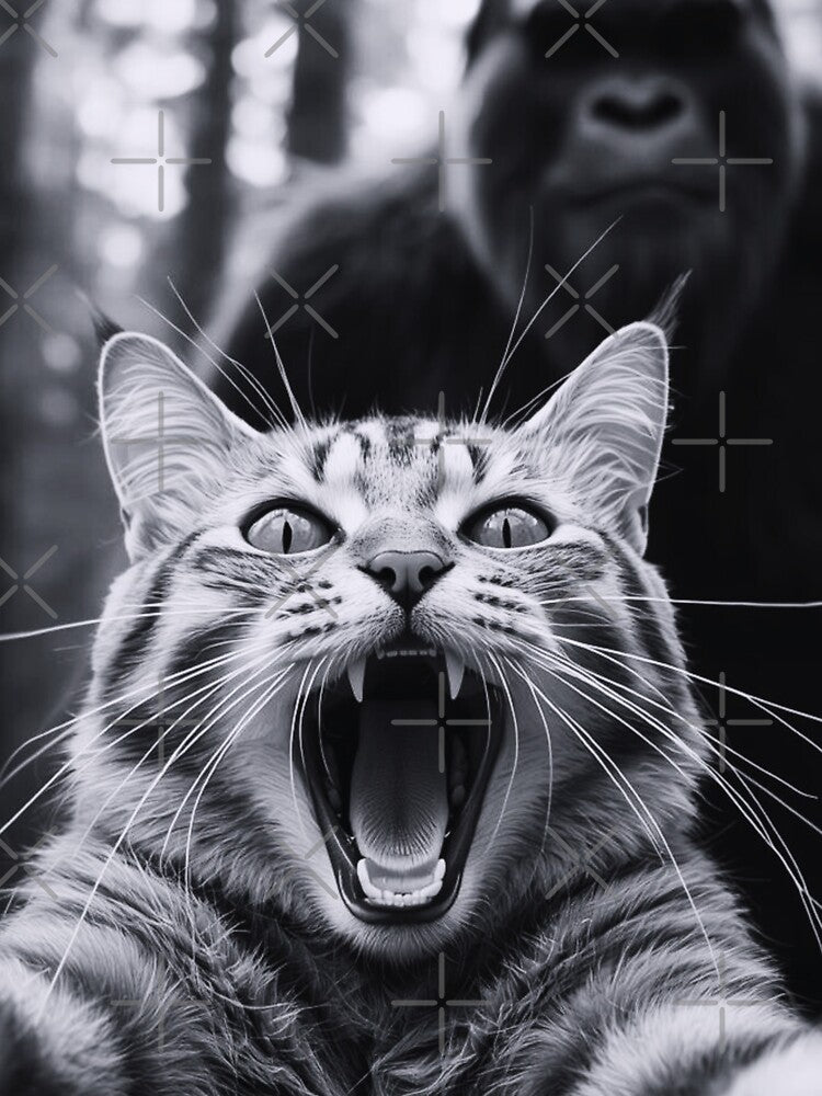 Cat Selfie With Bigfoot Funny 2 by Saxon Designs