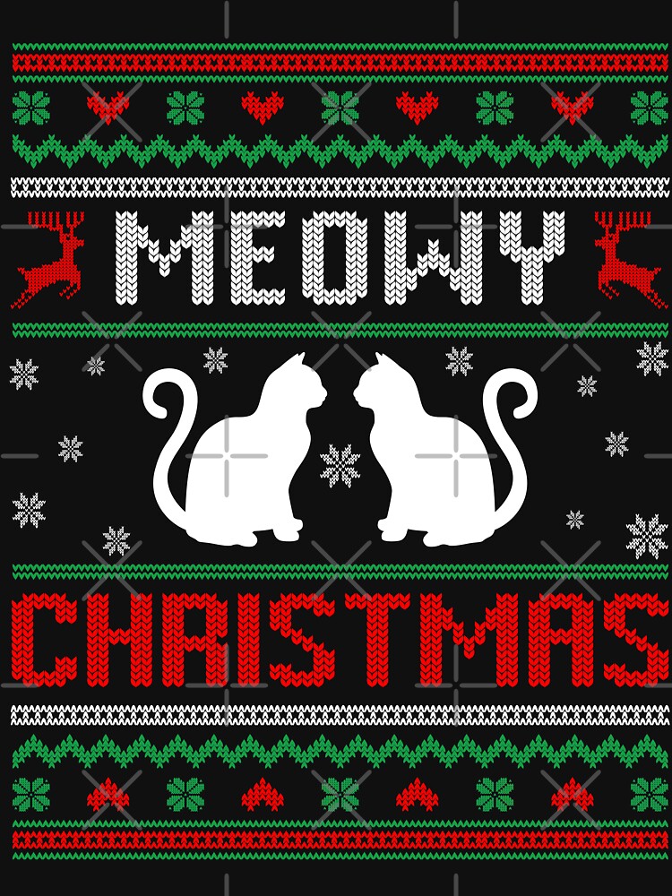 Meowy Cat Lover Ugly Christmas Sweater by Nick Raider