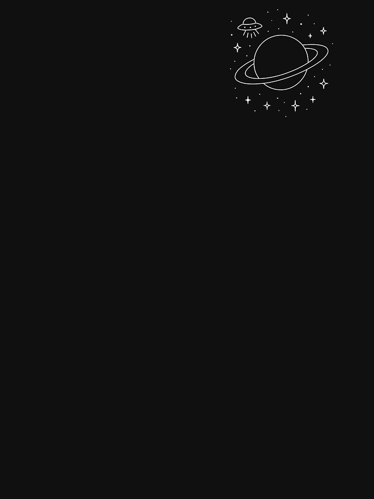 Minimalist Saturn and UFO – One Line Art Cosmic Design by Flowing States Design Studio