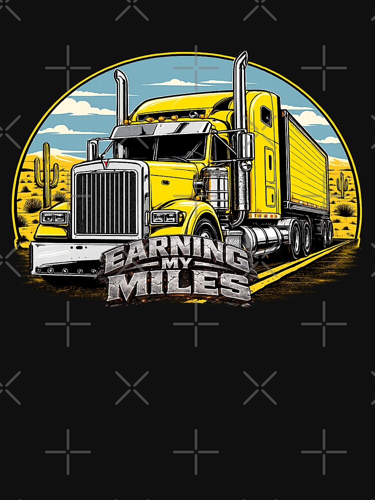 Earning My Miles - Yellow Semi Truck Desert Art by NomadForge