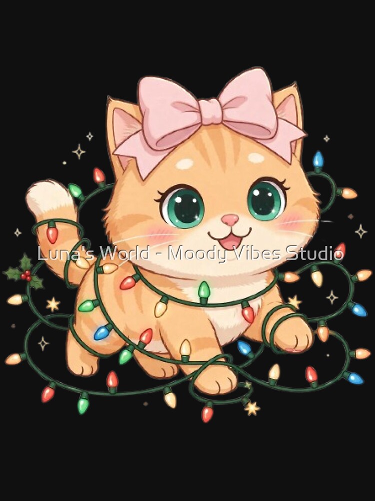 Christmas Lights Cat Cute Tangled by Luna's World - Moody Vibes Studio