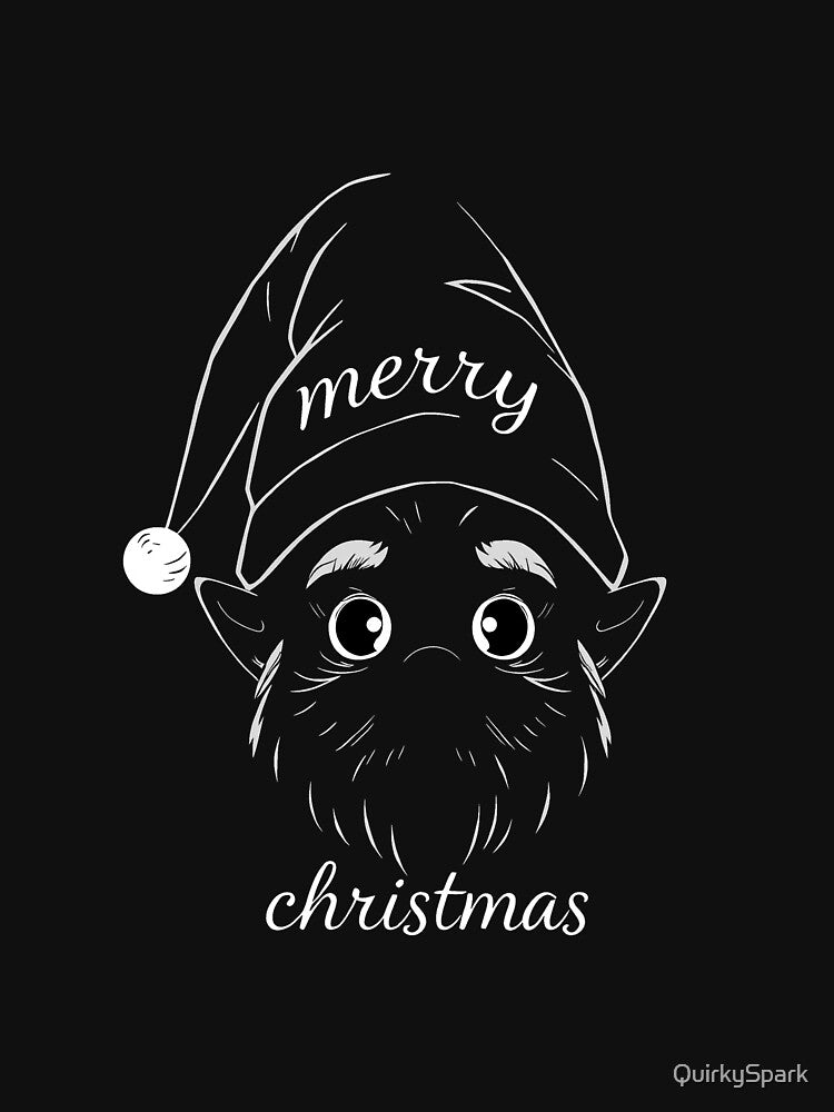 Merry Christmas Gnome, minimalistic, black and white by QuirkySpark