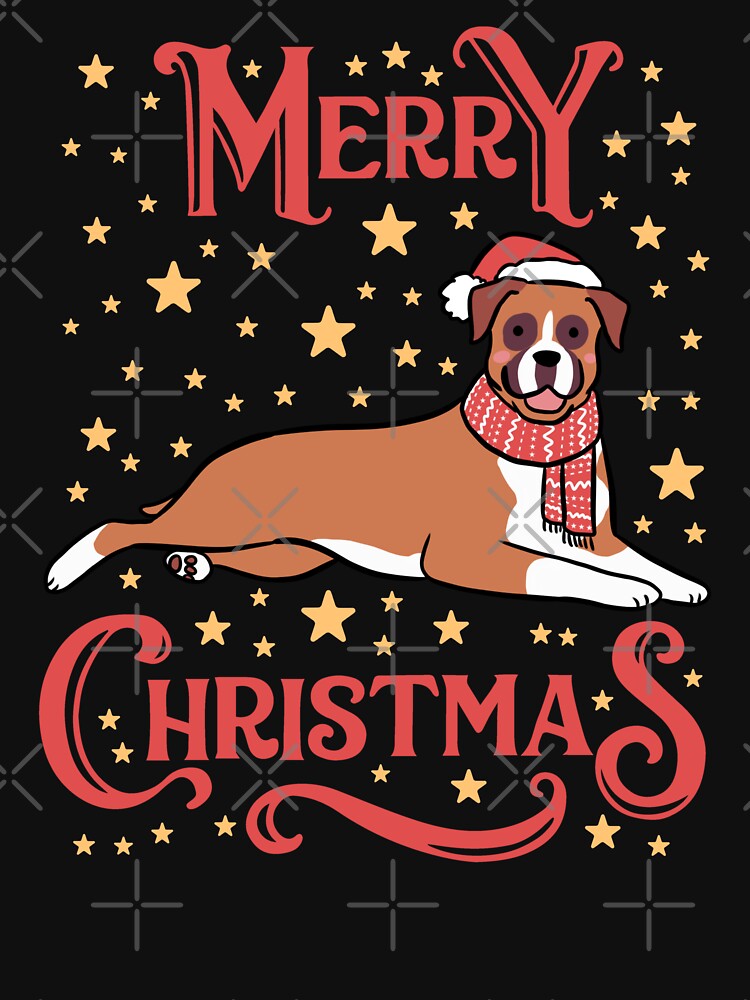 Merry Christmas Cute christmas boxer dog illustration by Yarafantasyart