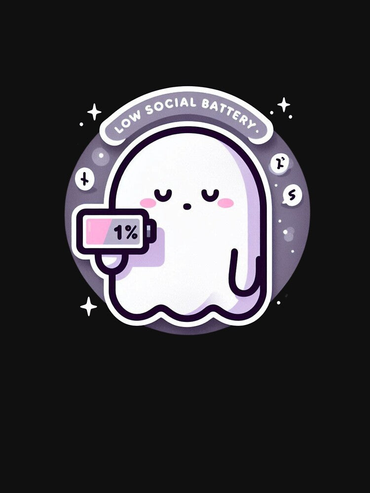 Low Social Battery Ghost – Cute Introvert Aesthetic by Low Battery Society