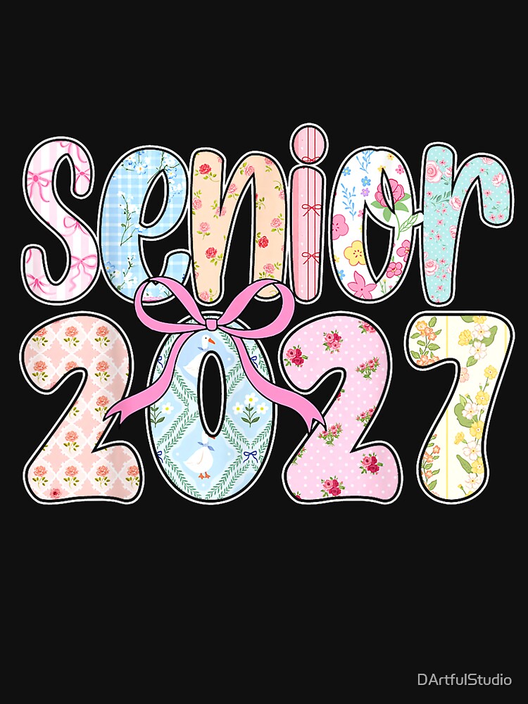 Girl Senior 2027 Class of 2027 Coquette Bow Graduation Grad T-Shirt by DArtfulStudio