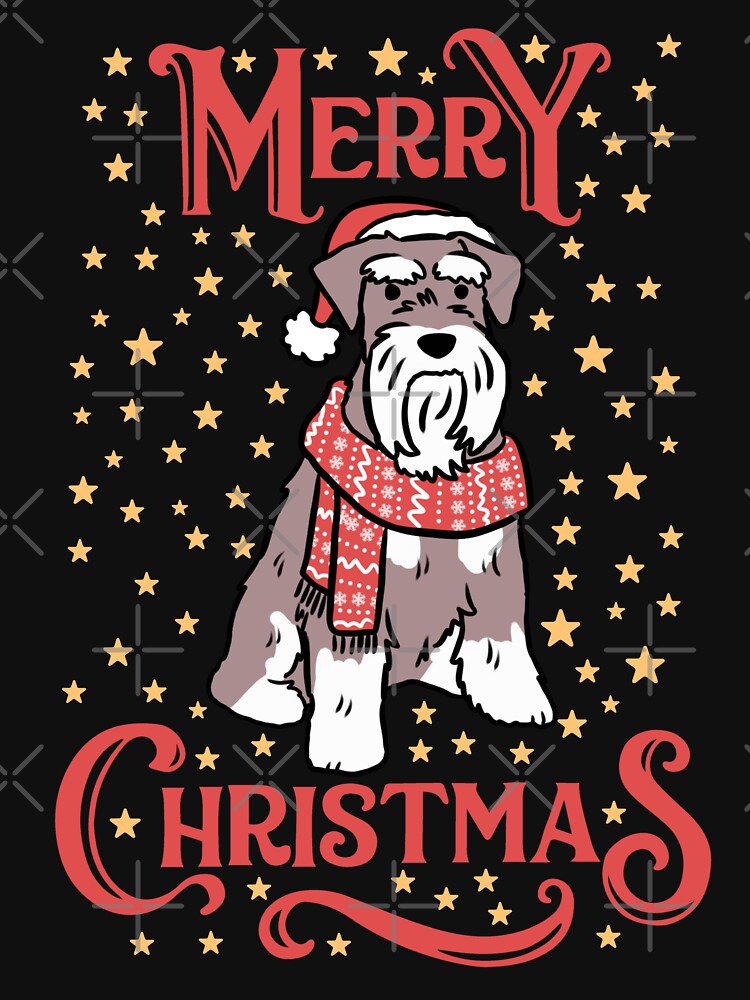 Merry Christmas Cute christmas miniature schnauzer illustration by Yarafantasyart
