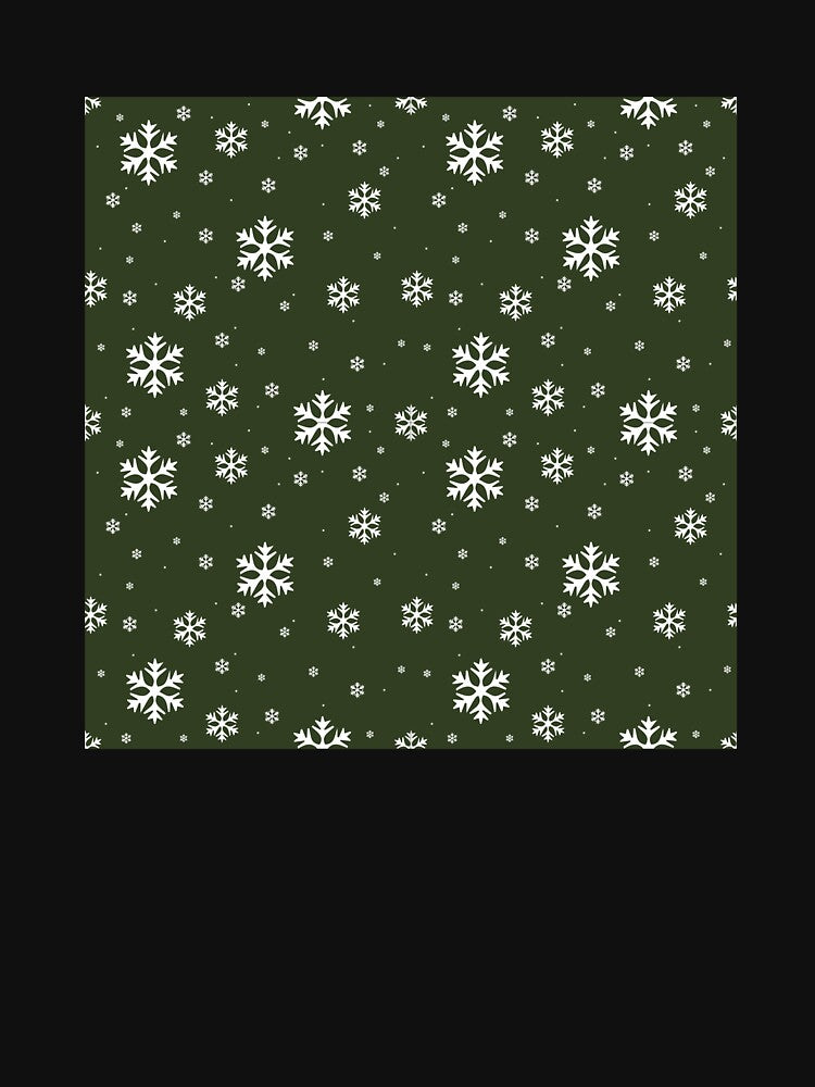 Christmas Snow Flakes on Green by PrintsByAnnJ