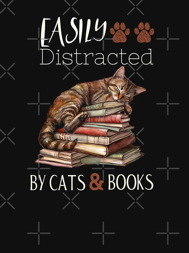 Easily Distracted By Cats And Books for Cat & Book Lovers by nat82