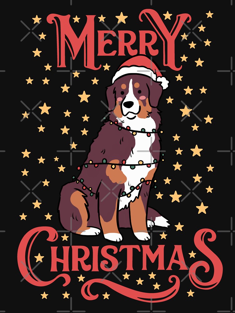 Merry Christmas Cute christmas bernese mountain dog illustration by Yarafantasyart