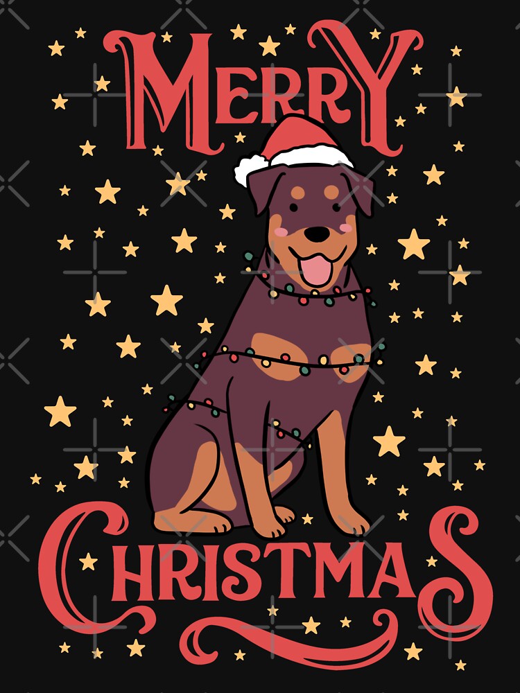 Merry Christmas Cute christmas rottweiler dog illustration by Yarafantasyart