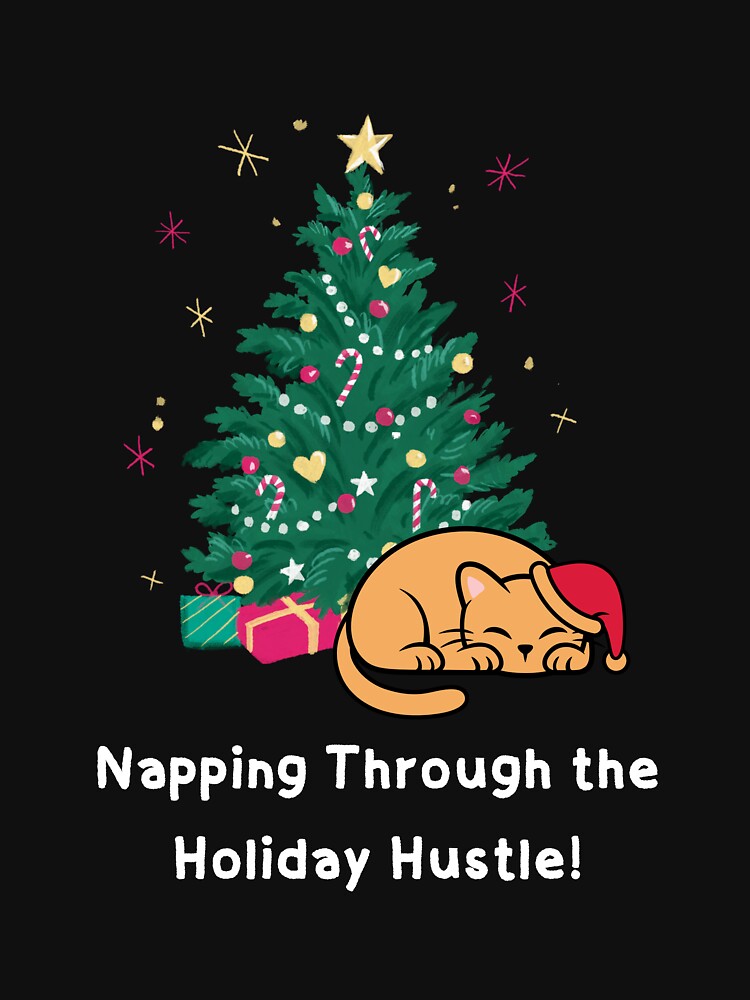 Funny Orange Cat Christmas Tree - Napping Through The Holiday Hustle by Cat Stories