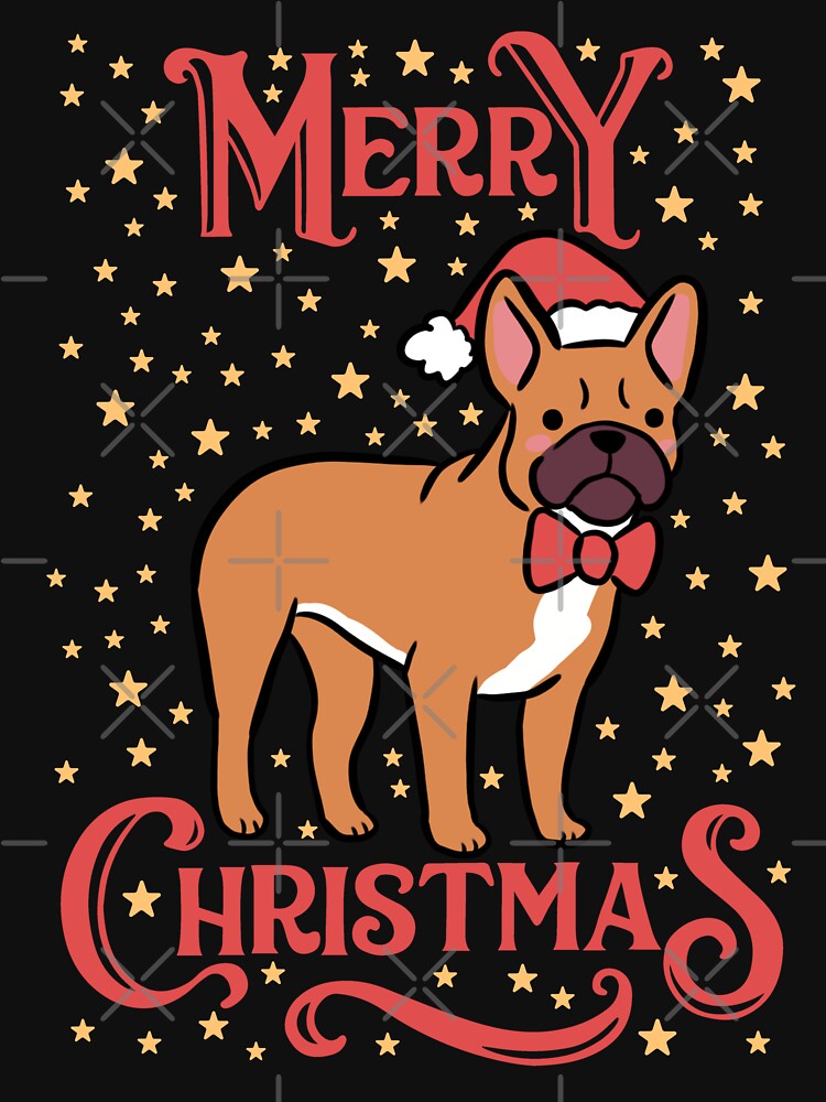 Merry Christmas Cute christmas french bulldog dog illustration by Yarafantasyart