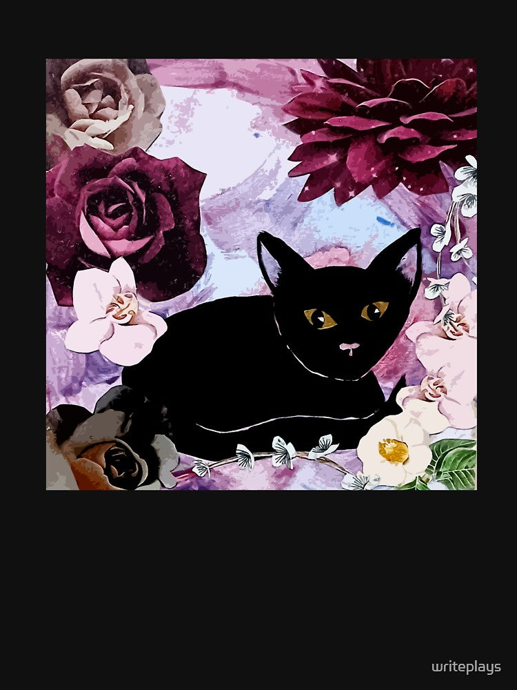 Collage cat amongst flowers by writeplays