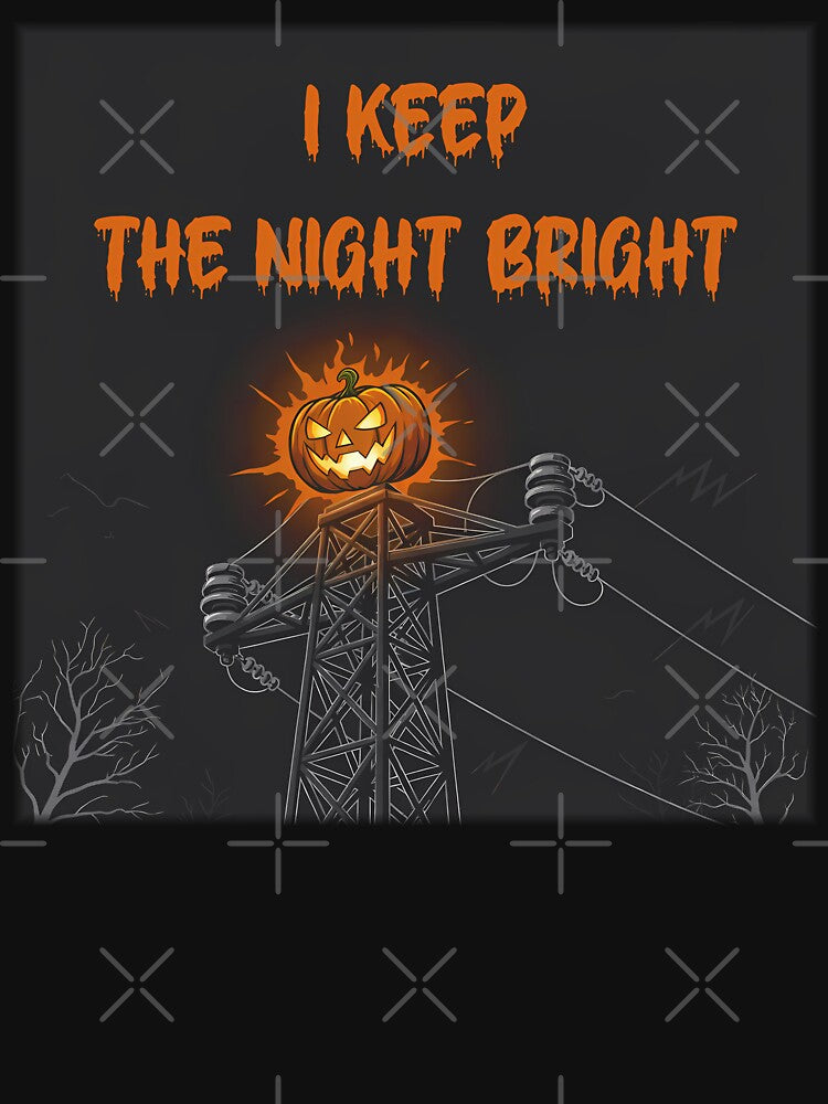I Keep the Night Bright – Creepy Halloween Lineman Pumpkin Design (2) by InkoraLab