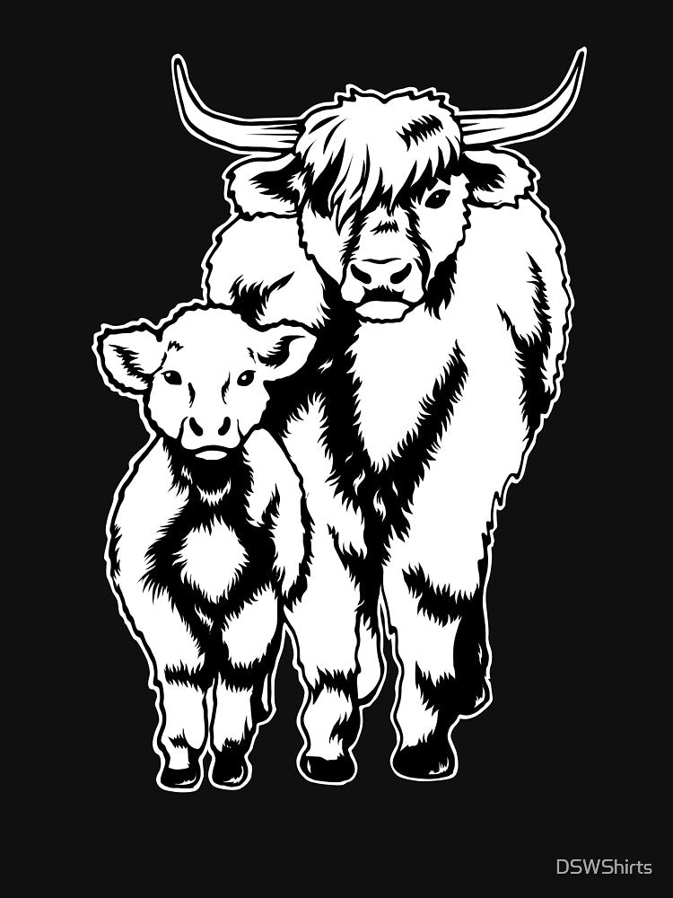Scottish Highland Cow Tshirt Messy Hair Spirit Baby Cow T-Shirt by DSWShirts