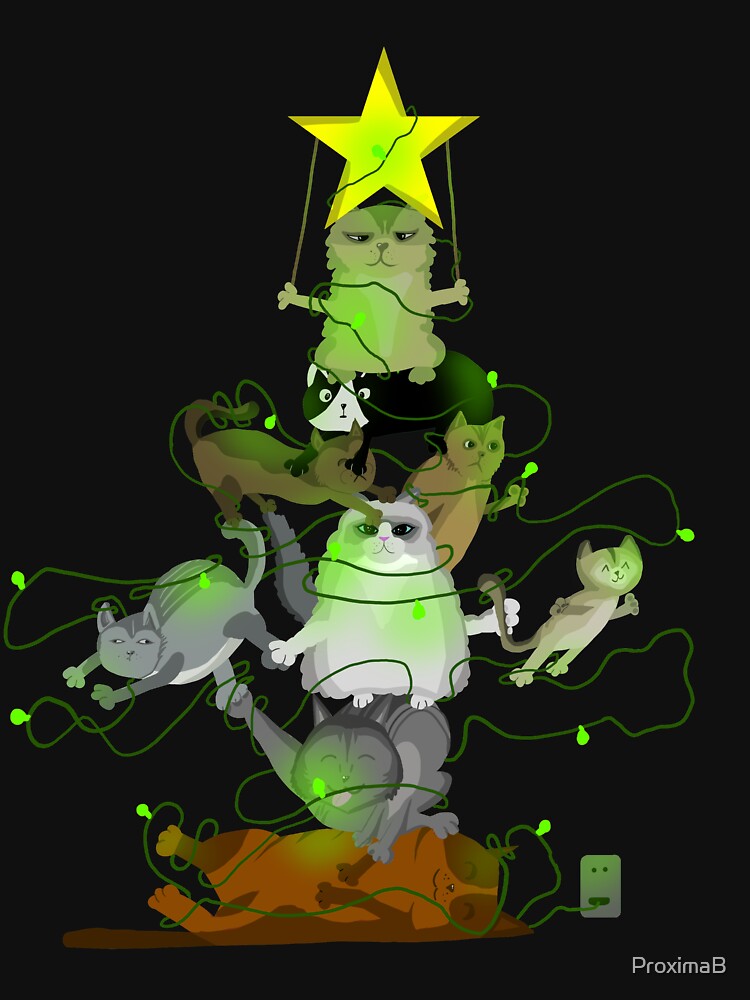 Christmas Tree Made Of Cats Funny Cat Lovers Christmas by ProximaB