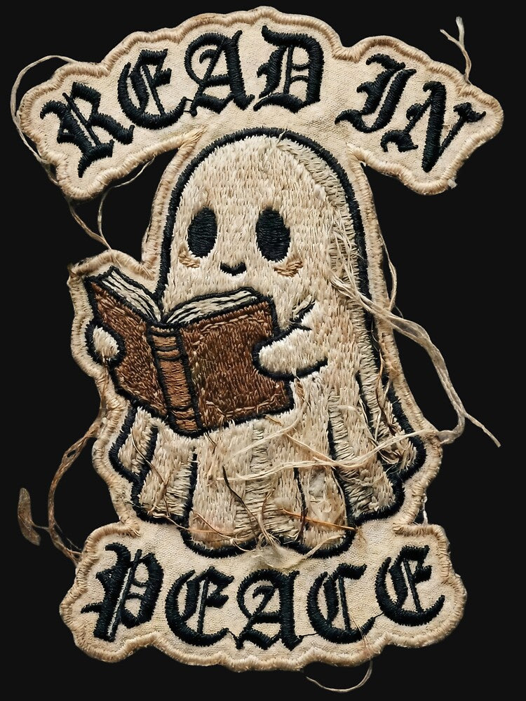 Cute Embroidered Ghost Reading Book - Read In Peace Dark Academia Patch by The Midnight Archive