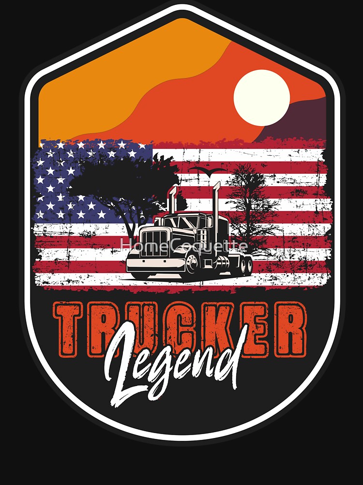 18 wheeler truck USA flag vintage badge , Husband Dad Trucker Legend by HomeCoquette