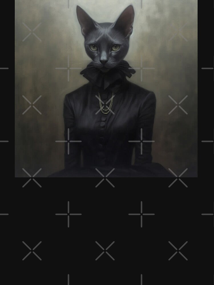 Dark Academia Victorian Cat, Dark Cottagecore Black Gothic Cat by Kink Collective