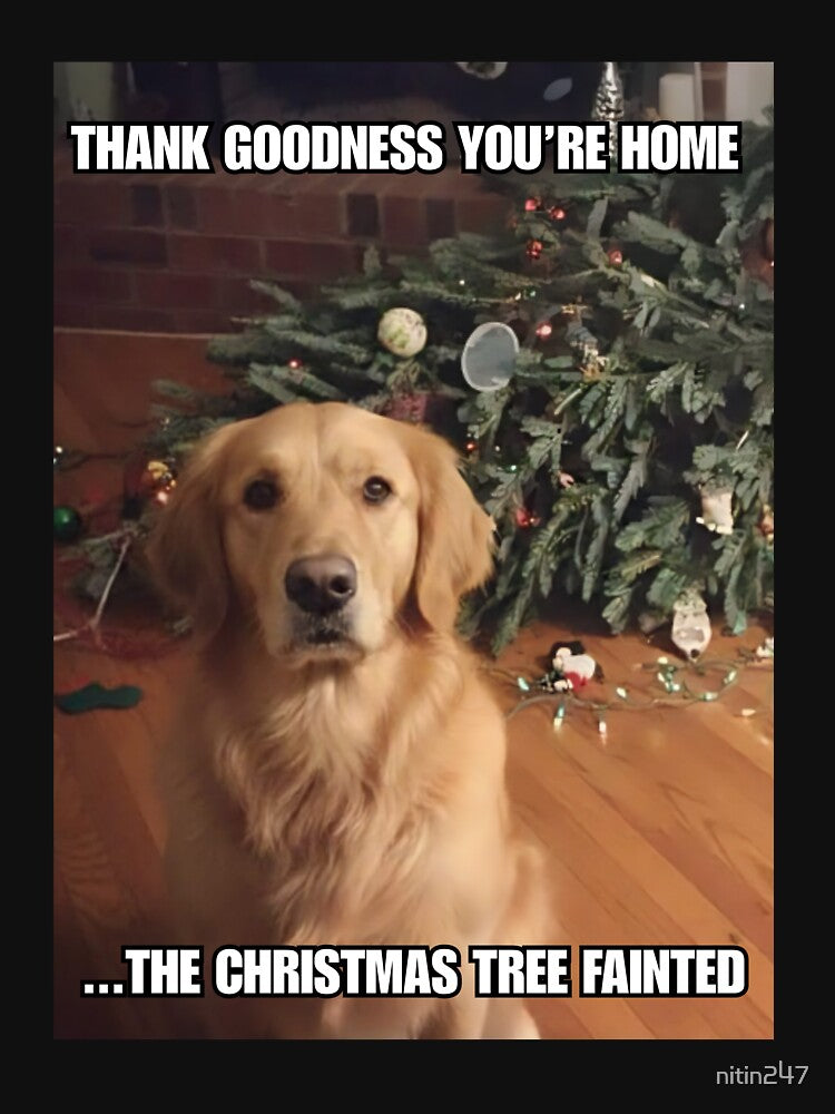 Christmas Tree Fainted Cute Dog Meme by nitin247