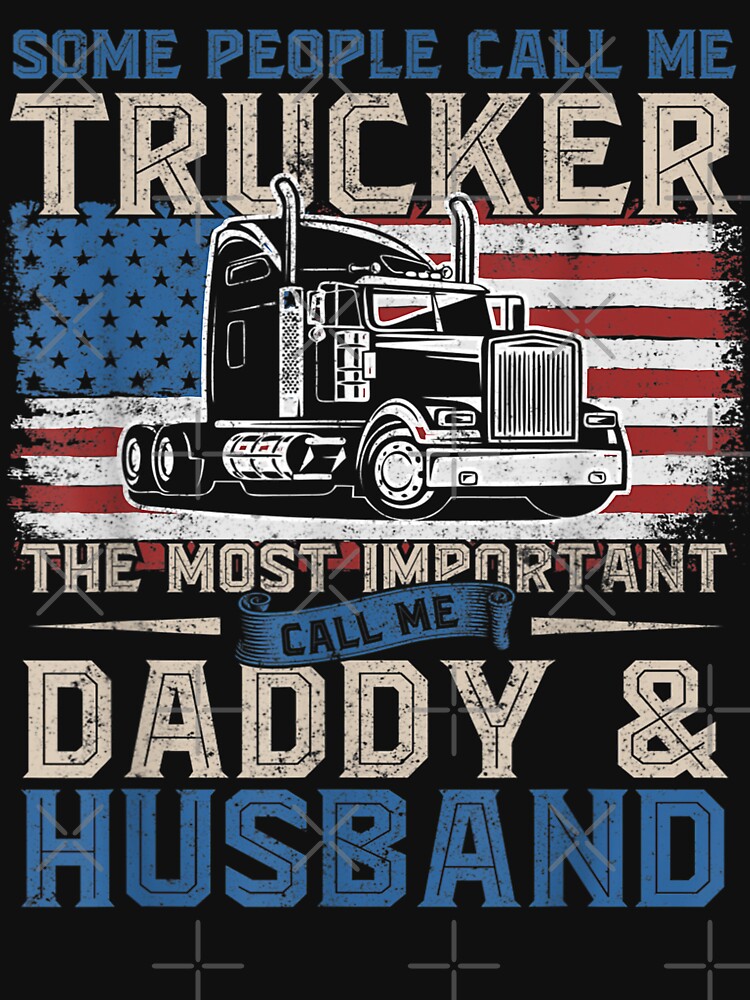 Semi Truck Driver, Trucker Daddy, Husband, US American Flag by Larcossee ⭐⭐⭐⭐⭐