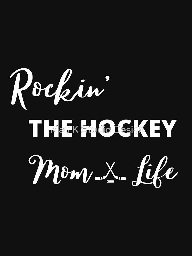 Rockin The Hockey Mom Life Short-Sleeve T-Shirt, Hockey Shirt, hockey sport team shirt, Hockey fans tee, hockey gift, hockey lover, funny hockey by May K Studio Design