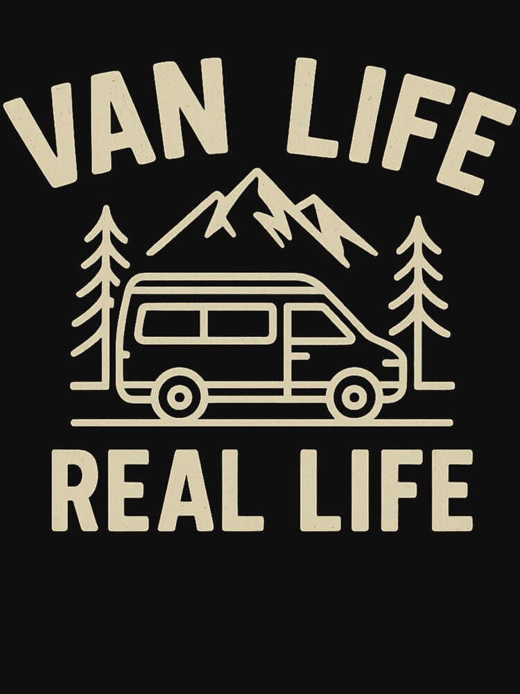 Van Life = Real Life – Camper Van Minimal Line Art T-Shirt by Just You Tee | Say It Loud, Wear It Proud