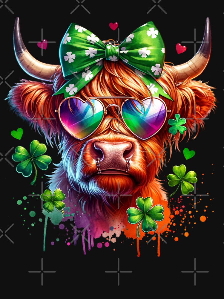 St. Patrick’s Day Highland Cow Funny Highland Heifer by BaliChili