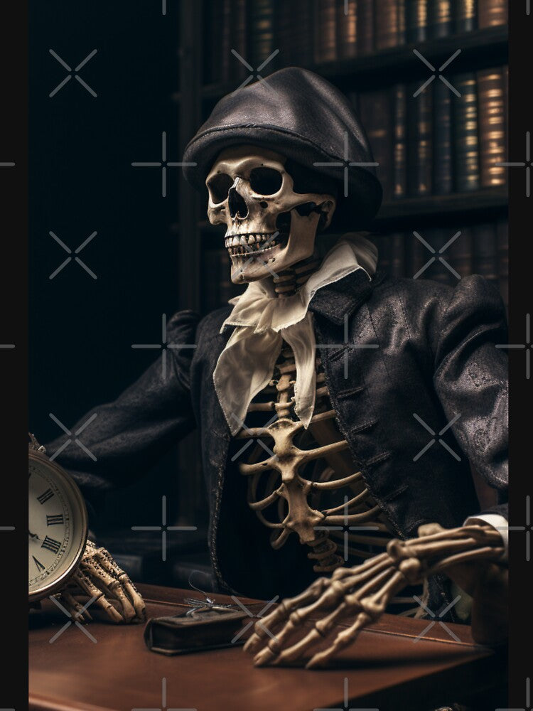 Dark Academia Skeleton Studying by Radiant-Art