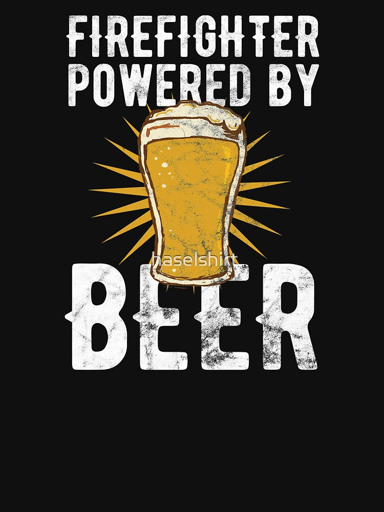 Firefighter Firemen Powered By Beer Birthday Gift by haselshirt