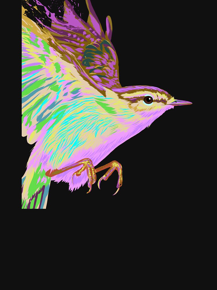 Colorful Splash Flying Warbler Bird by alwe-designs
