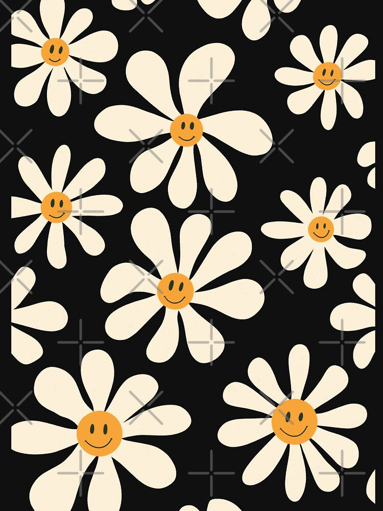 Happy Daisies illustration. Summer Vibe Smiley Face art by WeirdyTales