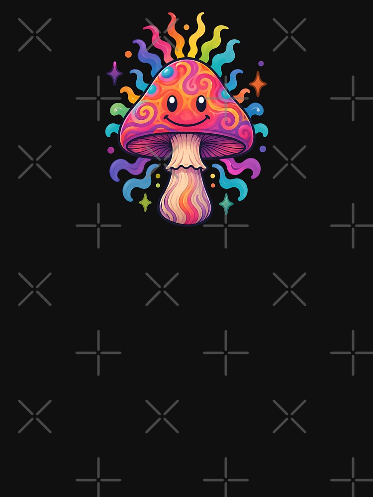 Psychedelic Mushroom Rainbow Swirl Kawaii Art by Artmares