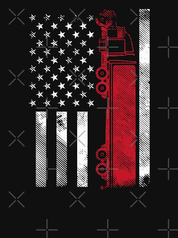 US American Flag Semi Truck Driver 18 Wheeler Trucker Gift by GardNewerd