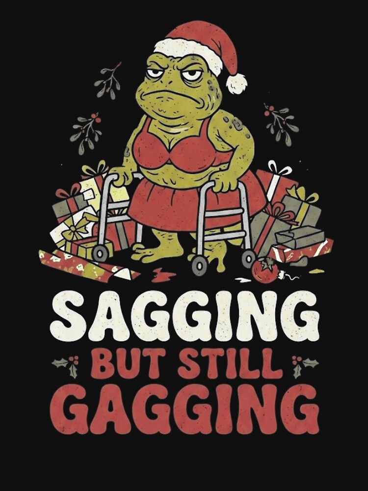 Sagging but Still Gagging Funny Aging Frog Christmas by MiALopezArt