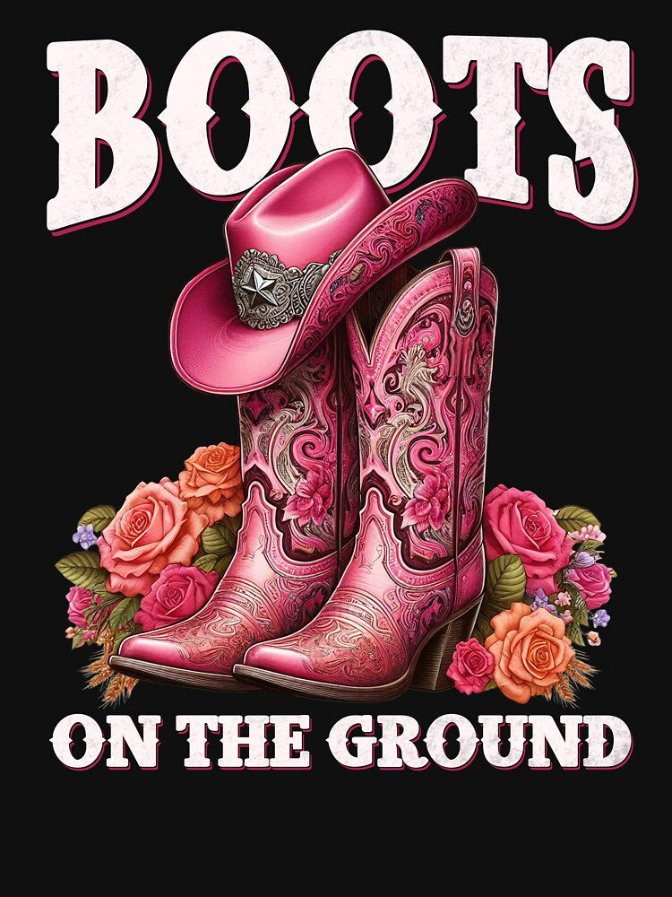 Boots On The Ground Pink Cowgirl Linedance Western Cowboy by masterdeer