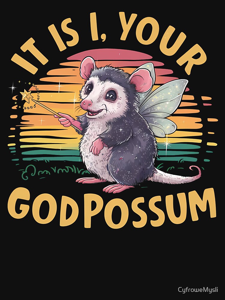 It Is I Your Fairy Godpossum – Retro Vintage Opossum Sunset Design by CyfroweMysli