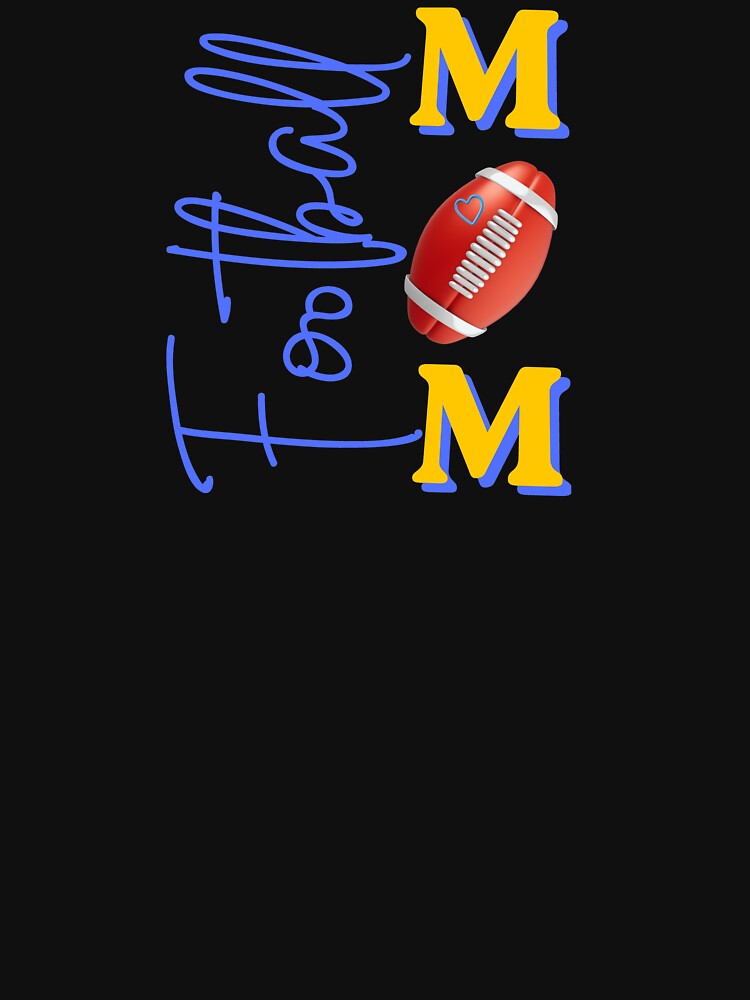 Football Mom Blue and Yellow Vertical Sports Typography Design by Evelashop