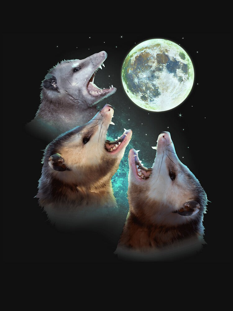 3 opossum howling to moon Funny by ChestOutLoud
