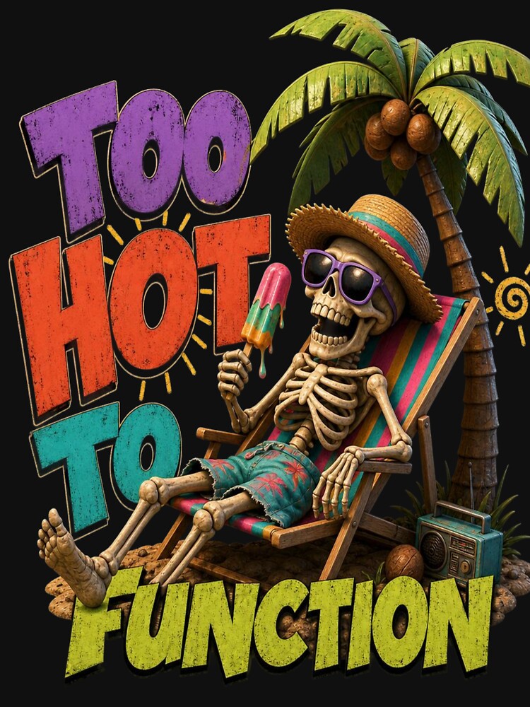 Vintage Skeleton Too Hot To Function Sticker by mo-carnival