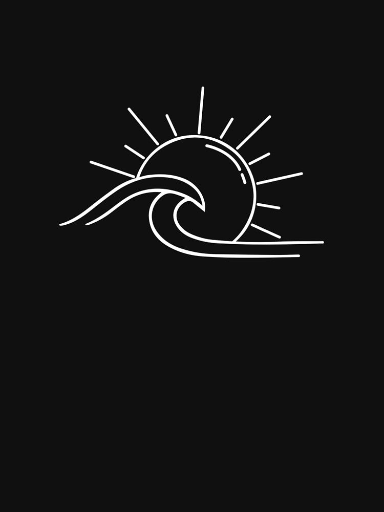 Wave and Sun Minimalist Line Art T-Shirt - Celestial Dark Colors by SYLONStudio