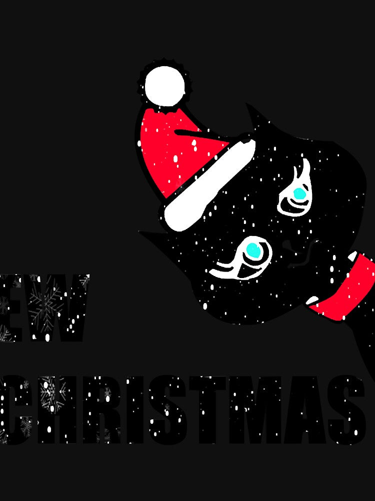 Ew Christmas Black Cat Santa Hat Cute Black Cat Christmas,Ew Christmas Vintage Funny Cat Lover T-Shi by Cynthia3979811